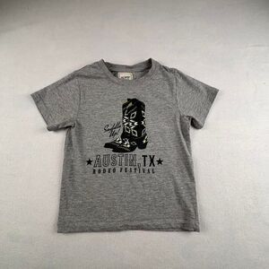 Modish Rebel Kids M Gray Austin TX Rodeo Festival Cowboy Boot Graphic Tee